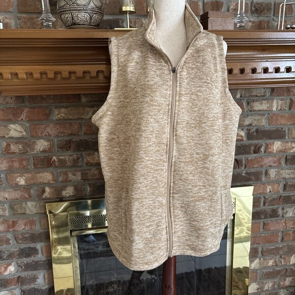 Lands' End Jackets & Blazers - Lands' End Size 2X Tan Cozy Sherpa Fleece Vest zip front, pockets NWT